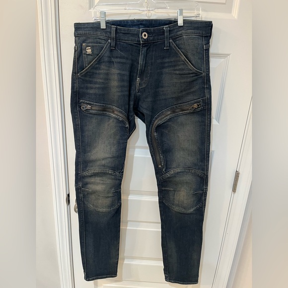 G-Star Raw Air Defense Zip Skinny Men's JeansY2K Zipper Cargo Pockets Sz 34x34